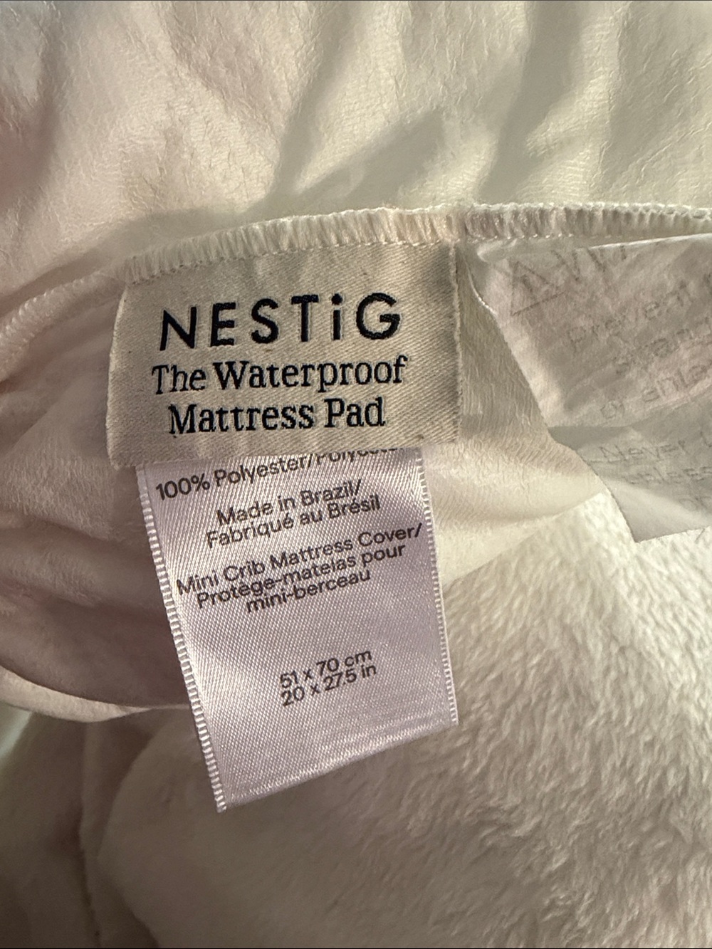 Nestig Mini Crib White Waterproof Mattress Pad Cover